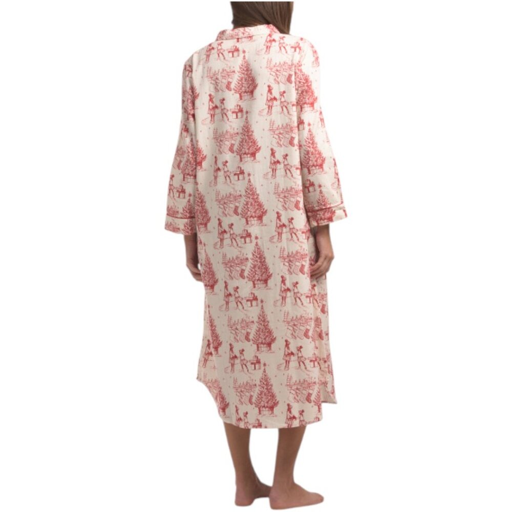 CRAFTED BY MAHOGANY Flannel Holiday Toile Long Nightshirt - Picture 3 of 3